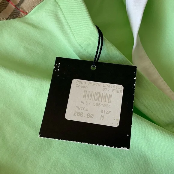 New Burberry Golf Neon Green  Short sleeve collar shirt - Picture 14 of 15